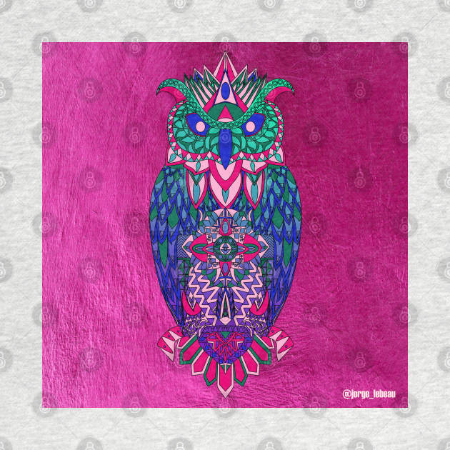 the mexican owl in totonac in ecopop pattern by jorge_lebeau